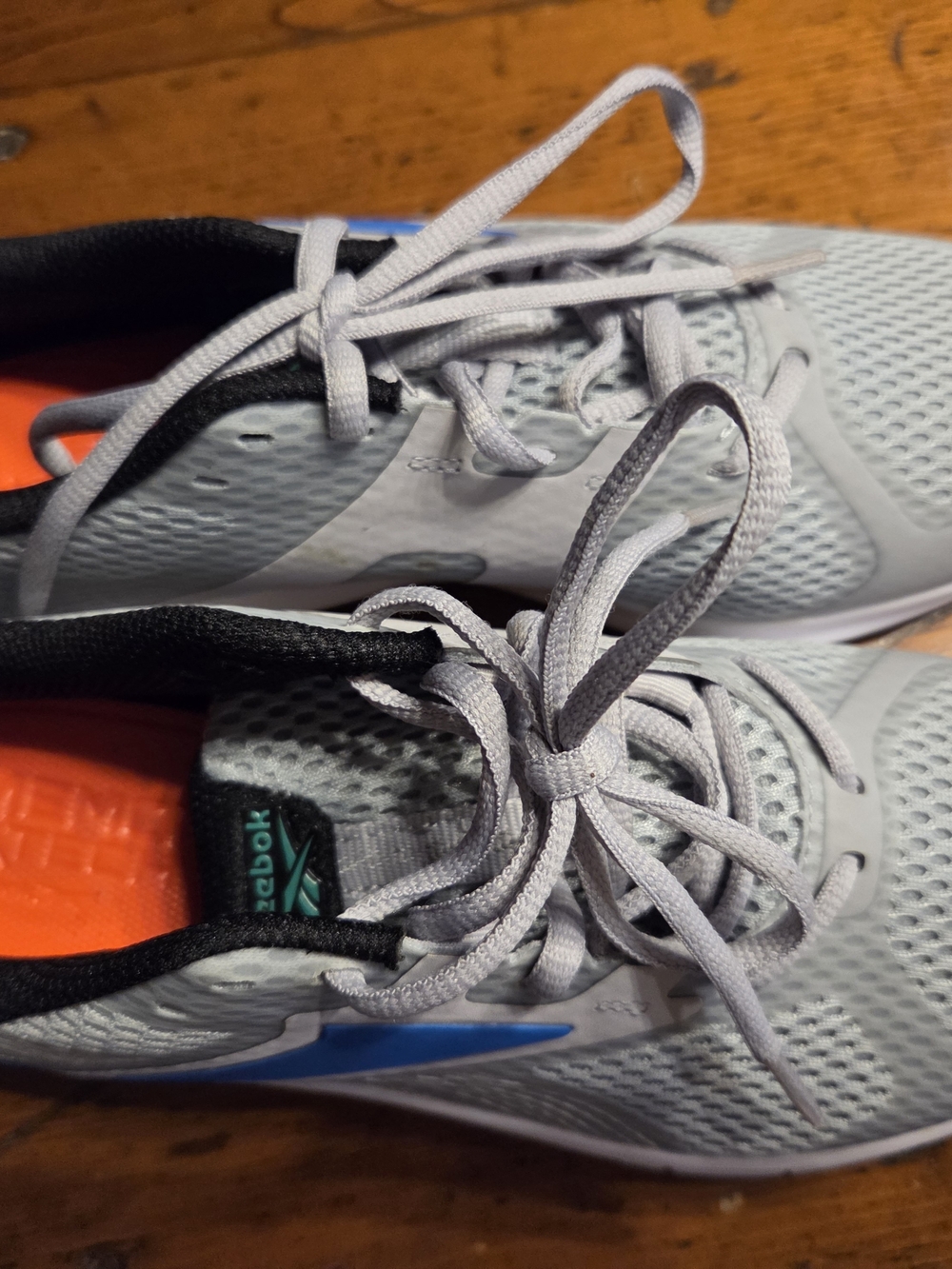 Reebok Women Gray and Blue Sneakers with Orange Insole